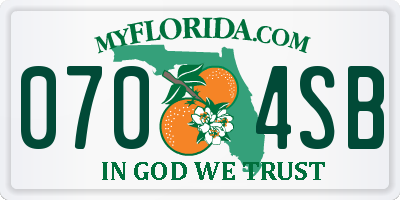 FL license plate 0704SB