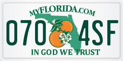 FL license plate 0704SF