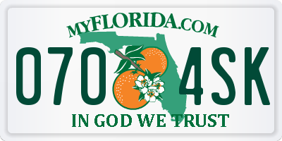 FL license plate 0704SK