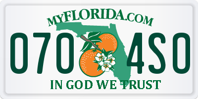 FL license plate 0704SO