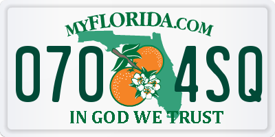 FL license plate 0704SQ