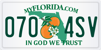 FL license plate 0704SV