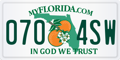 FL license plate 0704SW