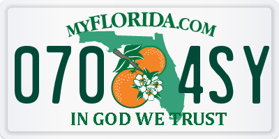 FL license plate 0704SY