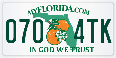 FL license plate 0704TK