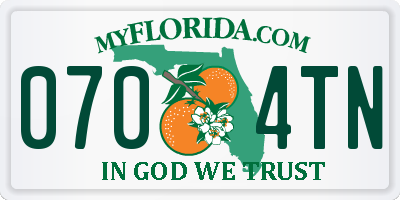 FL license plate 0704TN
