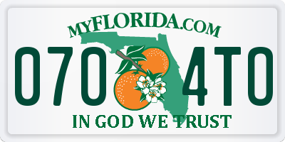 FL license plate 0704TO