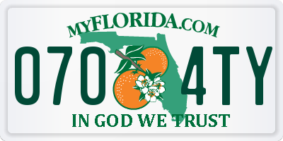 FL license plate 0704TY