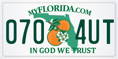 FL license plate 0704UT