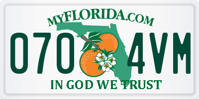 FL license plate 0704VM