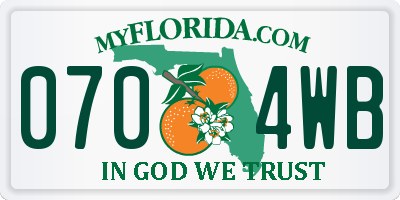FL license plate 0704WB