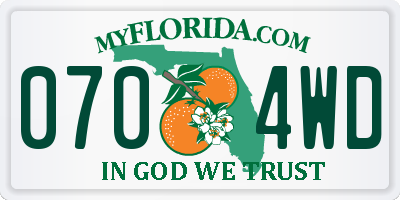 FL license plate 0704WD