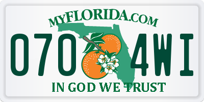 FL license plate 0704WI