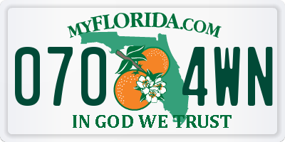FL license plate 0704WN