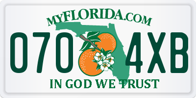 FL license plate 0704XB