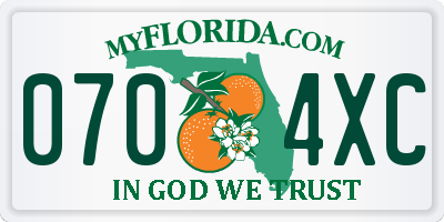 FL license plate 0704XC