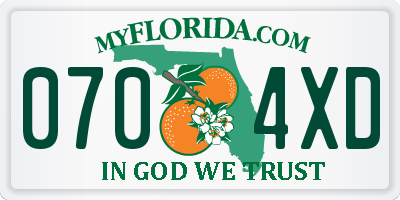 FL license plate 0704XD