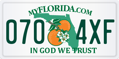 FL license plate 0704XF