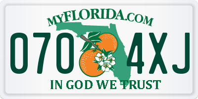 FL license plate 0704XJ