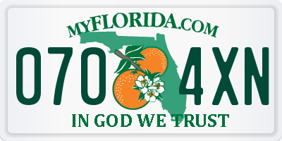 FL license plate 0704XN