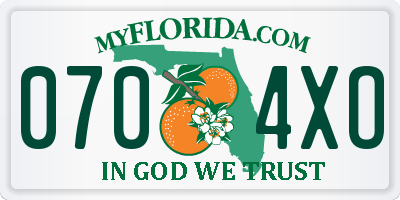 FL license plate 0704XO
