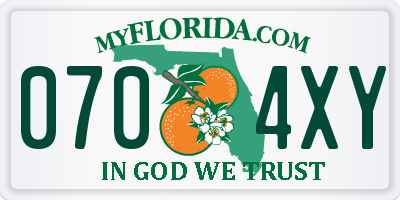 FL license plate 0704XY