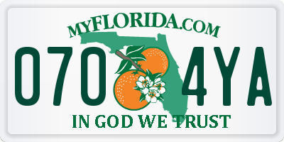 FL license plate 0704YA