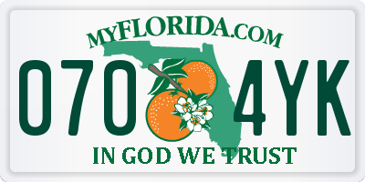 FL license plate 0704YK