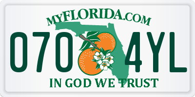 FL license plate 0704YL