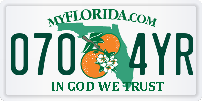 FL license plate 0704YR