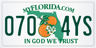 FL license plate 0704YS