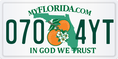 FL license plate 0704YT
