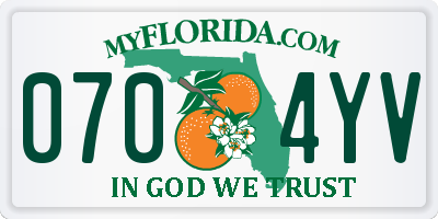 FL license plate 0704YV