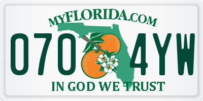 FL license plate 0704YW