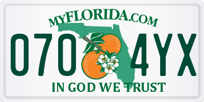 FL license plate 0704YX