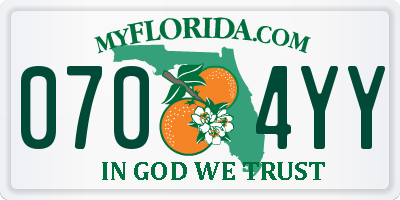 FL license plate 0704YY