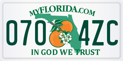 FL license plate 0704ZC