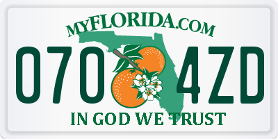 FL license plate 0704ZD