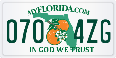 FL license plate 0704ZG