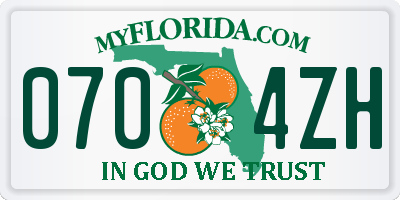 FL license plate 0704ZH