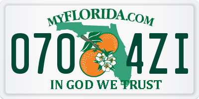 FL license plate 0704ZI