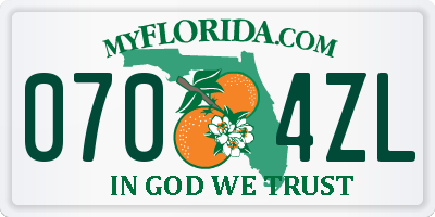 FL license plate 0704ZL