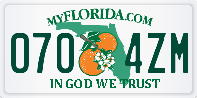 FL license plate 0704ZM