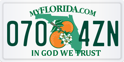 FL license plate 0704ZN