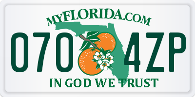 FL license plate 0704ZP