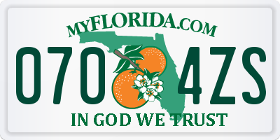 FL license plate 0704ZS