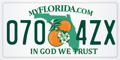 FL license plate 0704ZX