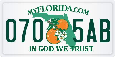 FL license plate 0705AB