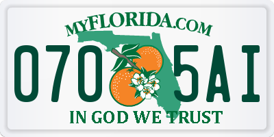 FL license plate 0705AI