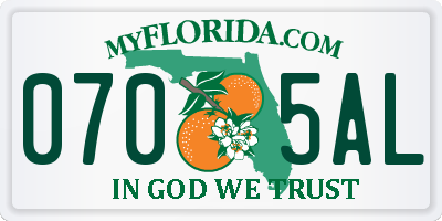 FL license plate 0705AL